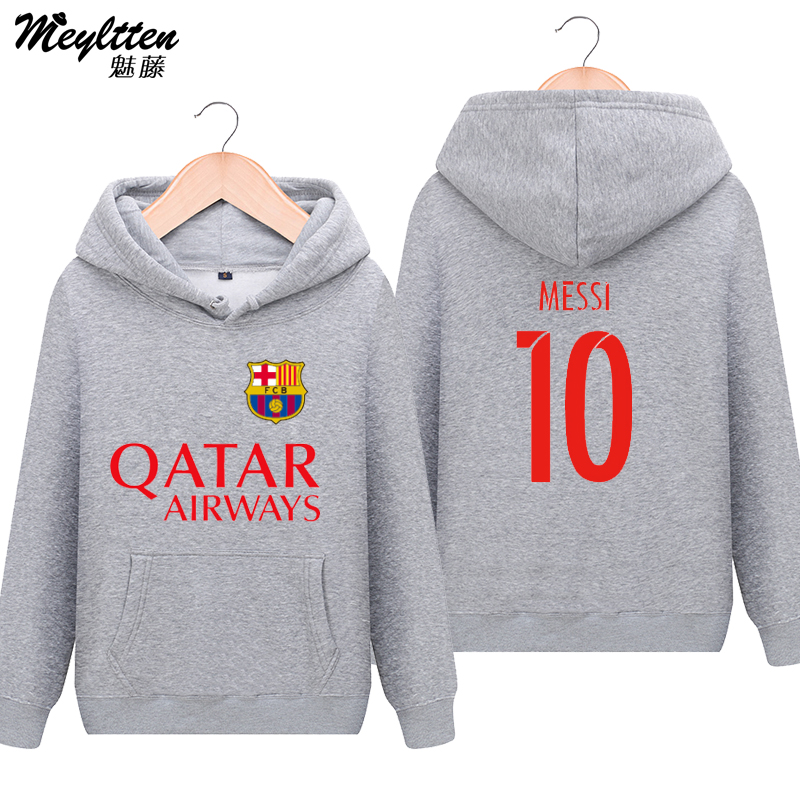 Barcelona Neymar Messi Football Player Training Shirt Autumn and Winter Hooded Guards Coat Long Sleeve Clothes