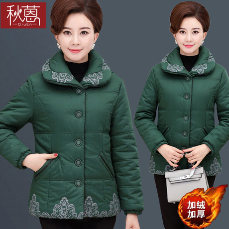妈妈棉衣女短款50-60岁加绒羽绒棉服中老年女装加厚棉袄冬装外套商品大图