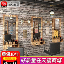 理发店镜台复古发廊壁挂式美发镜台单面化妆台潮店美发店专用镜子