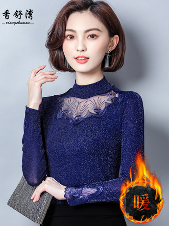 2018秋冬装新款韩版女装长袖打底时尚小衫加绒加厚保暖内搭上衣服商品大图