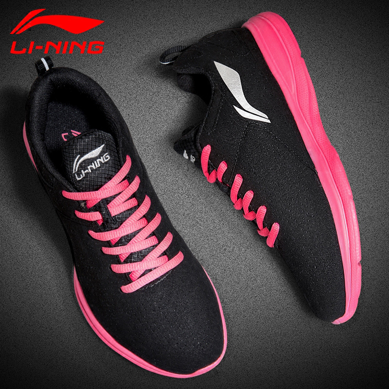 Li Ning Women's Shoes Autumn and Winter Running Shoes Shock Absorbing Lightweight Walking Shoes Women's Winter Leather Waterproof Sports Shoes Broken Size