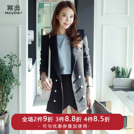 少女西装港味复古chic外套2018春秋新款韩版宽松休闲黑色西服女装商品大图