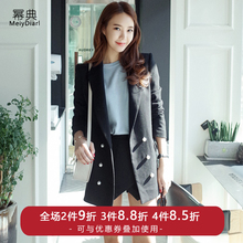 少女西装港味复古chic外套2018春秋新款韩版宽松休闲黑色西服女装图片