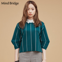 Mind Bridge百家好秋季女士针织衫 时尚假两件上衣圆领 MQKT523C图片