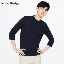 Mind Bridge百家好夏季新款七分袖t恤男士韩版潮流上衣MRTS3145