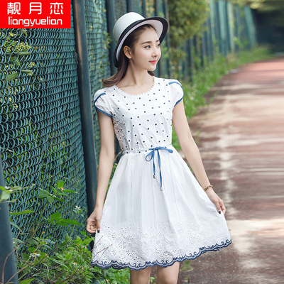 少女2018夏季新款宽松文艺百搭连衣裙青少年韩版修身显瘦中长裙子