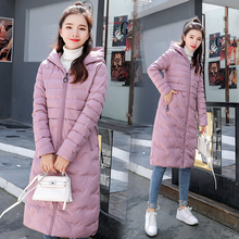 轻薄棉衣女中长款2018新款冬季女装外套韩版连帽过膝羽绒棉服棉袄图片