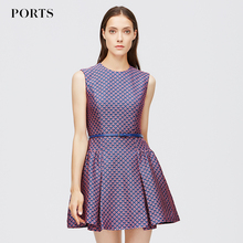 Ports/宝姿秋冬新品女装A字廓形褶裥提花连衣裙YLV9D001BFQ037图片