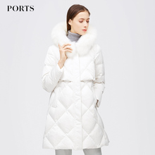 Ports/宝姿18冬季新品女装连帽大毛领中长款羽绒服ALV9U009DZP036图片