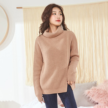 唐狮2018冬装新款毛衣 女款翻领开衩线衫图片