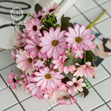 饰花卉婚庆影楼手捧花拍照道具塑料花 雏菊花假花仿真花花束客厅装
