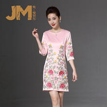 JM新款连衣裙刺绣2018秋季新款妈妈装中老年女装时尚韩版裙子9930图片