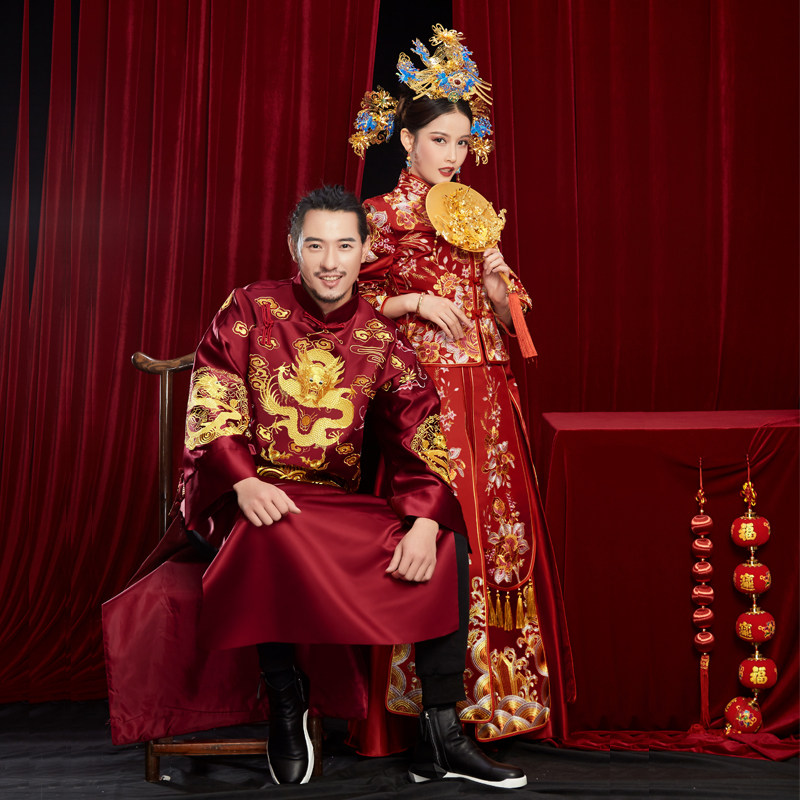 中式婚服_特价|包邮_婚服红色,古装婚服新娘嫁