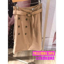 拉夏贝尔2018秋装新款韩版时尚百搭显瘦双排扣半身裙女70011125图片