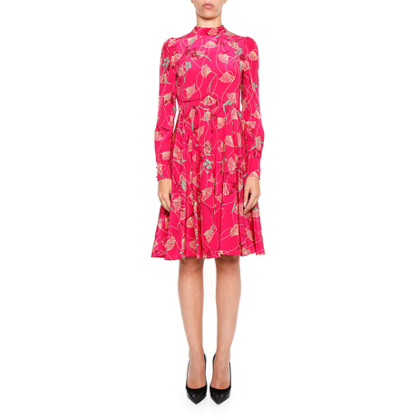 Valentino/华伦天奴 女士新款时尚红色立领长袖修身连衣裙商品大图