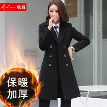 商务时尚女装大衣双排扣加厚职业装2018秋冬新款风衣外套女中长款图片