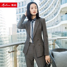 时尚格子西装女装职业装工作服韩版修身女式外套商务休闲秋季新款图片