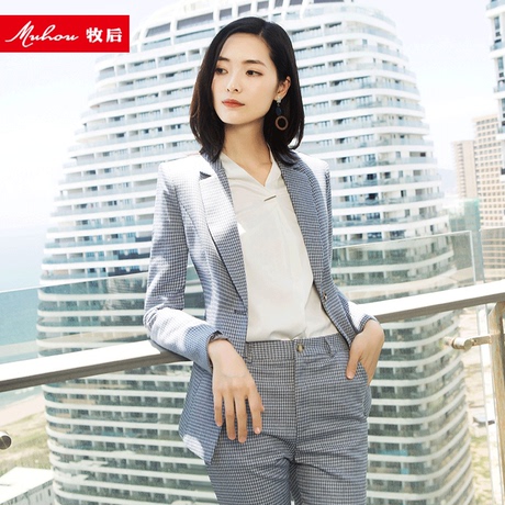 小格子西装女装套装韩版时尚修身个性西服外套休闲职业装秋季新款商品大图