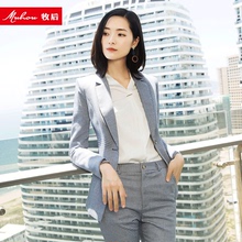 小格子西装女装套装韩版时尚修身个性西服外套休闲职业装秋季新款图片