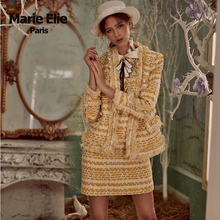 Elie2018秋冬新款 藜苏流苏花呢外套E2831G07940 Marie