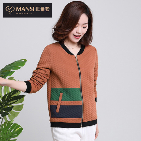 MANSHE中老年女装外套2018秋季新款妈妈装夹克衫韩版棒球服GH1008商品大图