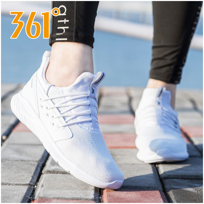 361 Sports Shoes Women's Shoe 2019 Autumn New 361 Degree Authentic Student Mesh Breathable White Women's Running Shoe