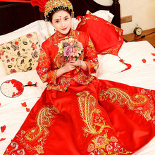 结婚礼服中式古代婚纱龙凤褂古装 嫁衣秀和服夏 秀禾服新娘2018新款
