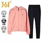 361度女装风衣运动套装春秋2019新款夹克361连帽运动服外套女长裤