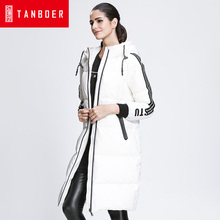 坦博尔加厚中长款羽绒服女新款冬季连帽运动韩版羽绒衣外套TB3310图片