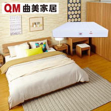 曲美家具简约环保木质双人床 床头柜 棕簧两用床垫成套家具