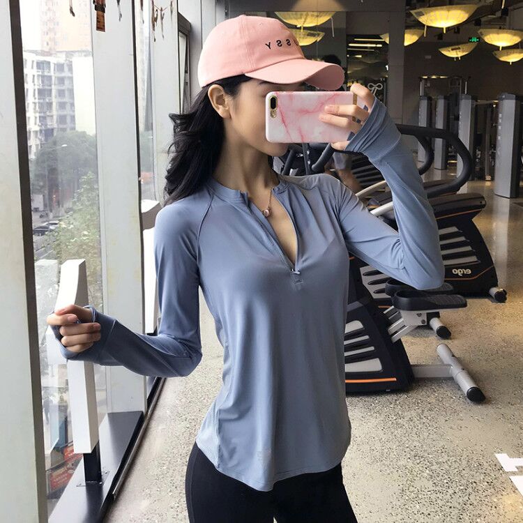 Lanwen Slim Fitness Shirt Sports Top Women's Long Sleeve Mesh Panel Quick Drying T-shirt Yoga Suit Slim Fit and Smooth Feel