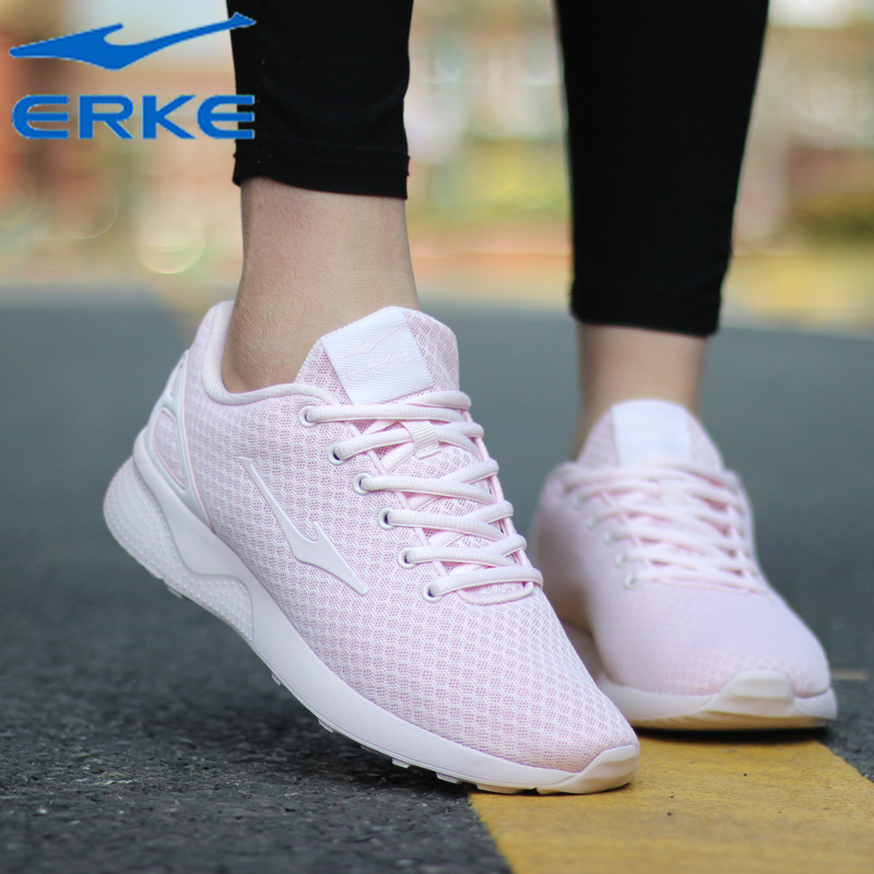 ERKE Women's Shoes Summer Tennis Shoes Breathable Sneakers Single Mesh Spring 2019 New Pink Running Shoes