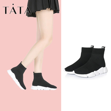 TATA/他她冬季商场同款坡跟袜子靴女休闲靴FO342DD7