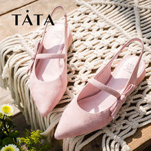 TATA/他她2018玛丽珍鞋女凉鞋尖头中跟女鞋包头S1A11AH8