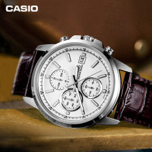 正品Casio/卡西欧手表男皮带防水三眼石英表学生男表MTH-5001L-7A