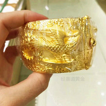 经喜道黄金 精品 龙凤 纯真金999硬金镯足金婚庆首饰正品品牌