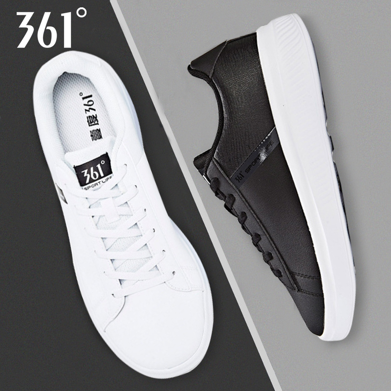 361 Sports Shoes Men's White 2019 Autumn New Leather Shoes Men's 361 Air Force One Student Men's Shoes