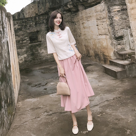 汉服古风日常装改良旗袍夏装民国风中国风女装秋唐装少女连衣裙子商品大图
