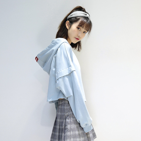 卫衣女短款韩版高腰套头连帽春秋季薄长袖上衣女装2018新款外套女商品大图