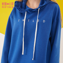 妖精的口袋旗舰店秋装2018新款休闲木耳边长袖连帽字母卫衣女宽松图片