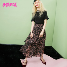 妖精的口袋雪纺裙秋装2018新款碎花中裙仙女半身裙女显瘦a字裙图片