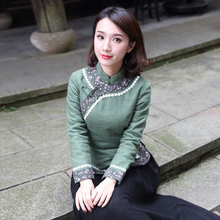 唐装小棉袄女上衣冬装夹棉秋冬中国风复古盘扣旗袍外套短款民国风图片