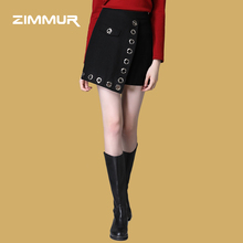 ZIMMUR2018秋季新款女装通勤时尚潮流黑色半截裙图片