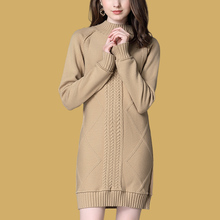 ZIMMUR18年秋冬新品 时尚优雅百搭 圆领女款气质中长款长袖针织衫图片