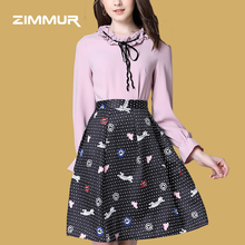 ZIMMUR18年秋装新款 时尚优雅百搭拼接蝴蝶结系带气质长袖衬衫女图片