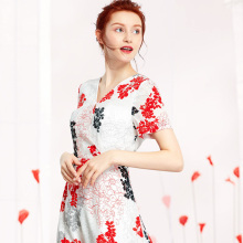 ZIMMUR2019夏季新款 桑蚕丝印花连衣裙女  真丝修身显白气质飘逸图片