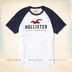 Hollister男装短袖T恤海鸥圆领撞色纯棉半袖AFt恤HCO简约上衣服