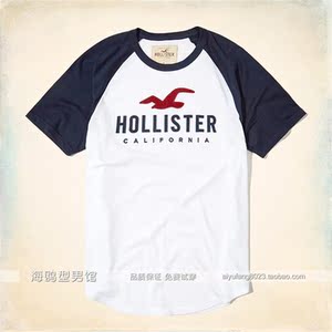 Hollister男装短袖T恤海鸥圆领撞色纯棉半袖AFt恤HCO简约上衣服