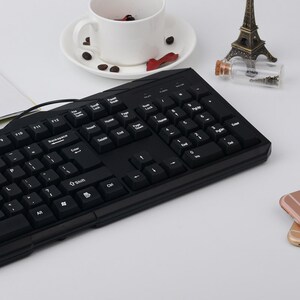 有线键盘圆头圆孔园插头家用办公台式电脑键盘ps2接口usb接头