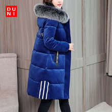 金丝绒羽绒棉服中长款2018新款女装冬季加厚妈妈长过膝棉衣服外套图片
